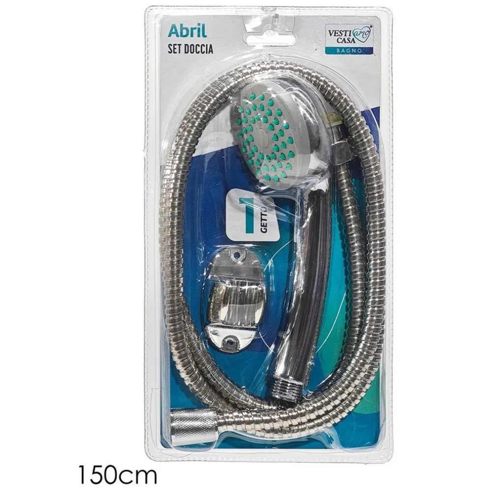 SET DOCCIA DOCCETTA 1 GETTO CON TUBO FLESSIBILE 150 CM SUPPORTO PARETE UNIVERSALE