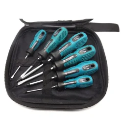 SET KIT 7 CACCIAVITI CACCIAVITE CON MANICO ERGONOMICO PUNTA A STELLA A TAGLIO