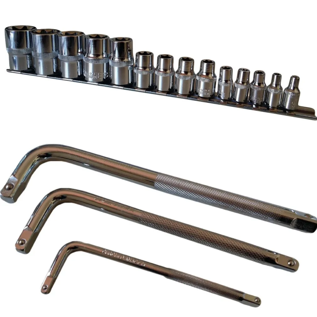 SET KIT 14 CHIAVI A BUSSOLA TORX MILLERIGHE 1/2"1/4"3/8" DA 4 A 24 MM 3 CHIAVI L