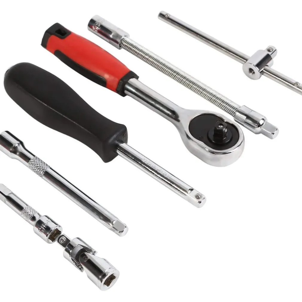 SET KIT 46 PEZZI CHIAVI A BUSSOLA CON CRICCHETTO 1/4" CACCIAVITE ESAGONALE TUBO