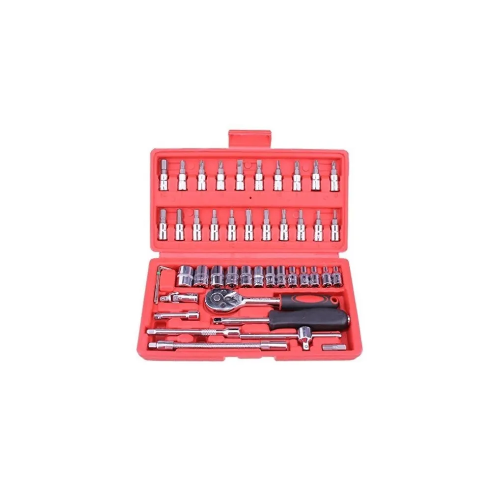 SET KIT 46 PEZZI CHIAVI A BUSSOLA CON CRICCHETTO 1/4" CACCIAVITE ESAGONALE TUBO