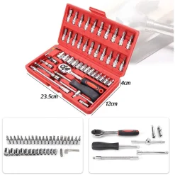 SET KIT 46 PEZZI CHIAVI A BUSSOLA CON CRICCHETTO 1/4