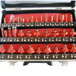 SET KIT 35 PEZZI FRESE PER LEGNO PER PANTOGRAFO IN VALIGETTA DI ALLUMINIO 8mm