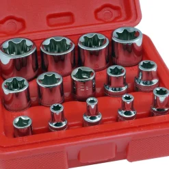 SET KIT 14 PZ CHIAVI A BUSSOLE TORX IN LEGA DA 4 A 24 MM ATTACCO 1/2" 1/4" 3/8"