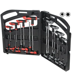 SET KIT 16 PZ CHIAVI CHIAVE A T ESAGONALI E TORX LUNGHE VALIGETTA PROFESSIONALI