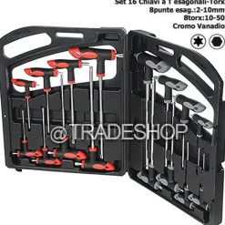 SET KIT 16 PZ CHIAVI CHIAVE A T ESAGONALI E TORX LUNGHE VALIGETTA PROFESSIONALI