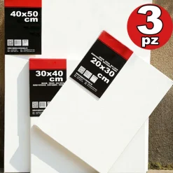 SET KIT 3 TELE TELA PER DIPINGERE CANVAS RETTANGOLARE DISEGNO ARTE PITTURA