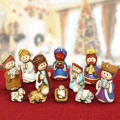 SET NATIVITA BAMBINI PER PRESEPE NATALE STATUINE PRESEPIO IN RESINA 7CM 11PZ