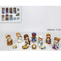 SET NATIVITA BAMBINI PER PRESEPE NATALE STATUINE PRESEPIO IN RESINA 7CM 11PZ