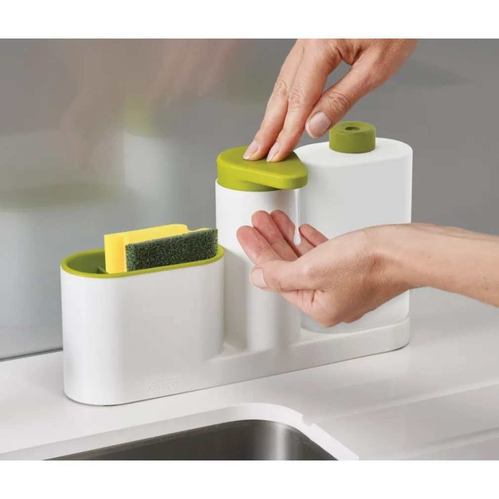 SET ORGANIZER PER LAVELLO DISPENSER DI SAPONE LIQUIDO + BOTTIGLIA + CONTENITORE