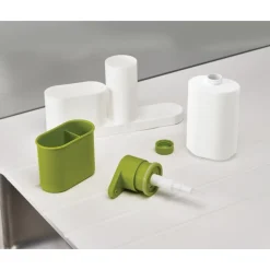 SET ORGANIZER PER LAVELLO DISPENSER DI SAPONE LIQUIDO + BOTTIGLIA + CONTENITORE