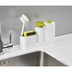 SET ORGANIZER PER LAVELLO DISPENSER DI SAPONE LIQUIDO + BOTTIGLIA + CONTENITORE