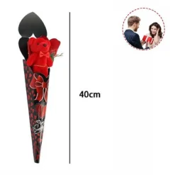 SET ORSETTO IN PELUCHE ROSSO CON FIORE LOVE 40CM IDEA REGALO SAN VALENTINO 63293