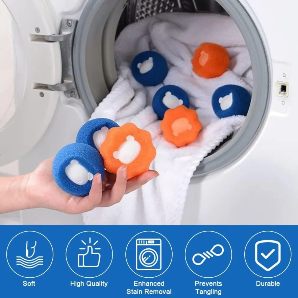 SET PALLINE CATTURA RIMUOVI RACCOGLI CAPELLI E PELI PER LAVATRICE RIUTILIZZABILE