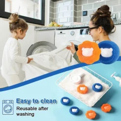 SET PALLINE CATTURA RIMUOVI RACCOGLI CAPELLI E PELI PER LAVATRICE RIUTILIZZABILE