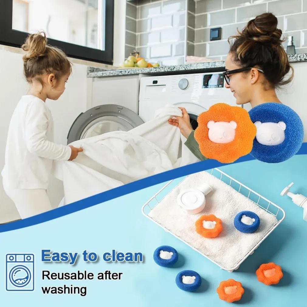 SET PALLINE CATTURA RIMUOVI RACCOGLI CAPELLI E PELI PER LAVATRICE RIUTILIZZABILE