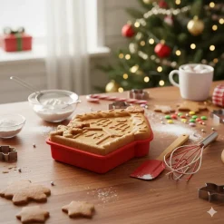 SET PASTICCERIA NATALIZIO DA 3 PEZZI CON STAMPO IN SILICONE FRUSTA IN ACCIAIO SPATOLA