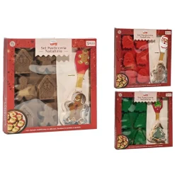 SET PER PASTICCERIA NATALIZIO 3PZ STAMPO MULTIFORME IN SILICONE FORMINA IN ACCIAIO SPATOLA