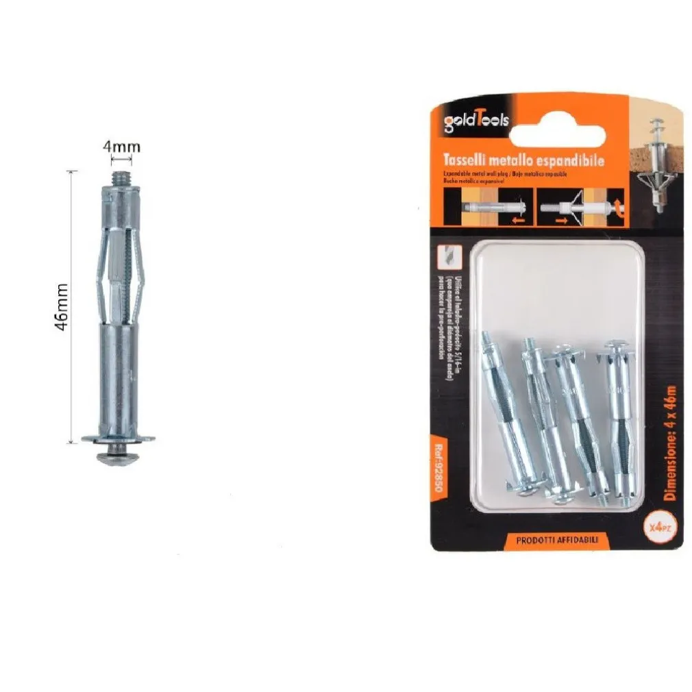 SET 4PEZZI TASSELLI METALLICI ESPANDIBILI VITI A ESPANSIONE STILE I 4X46MM 92850