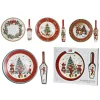 SET PIATTO ROTONDO + PALETTA COORDINATA DI NATALE IN CERAMICA DECORATIVA Ø27CM 4 MODELLI