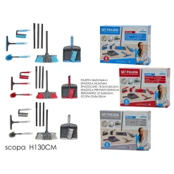 SET PULIZIA CASA 6 PZ CON PALETTA SPAZZOLA SPAZZOLONE SPAZZOLINA PIATTI TERGIVETRO SCOPA