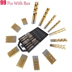 SET 100PZ 99 PUNTE PER TRAPANO HSS DORATE IN TITANIUM 1.5mm - 10mm PROESSIONALI