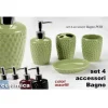 SET 4PZ ACCESSORI BAGNO DOSATORE PORTA SAPONE SPAZZOLINO IN CERAMICA POIS 616280