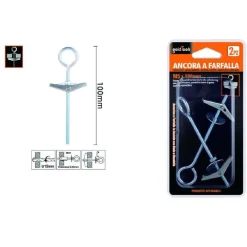 SET 2PZ ANCORA FARFALLA CON OCCHIOLO CHIUSO ACCIAIO DADO RONDELLA M5X100MM 57233