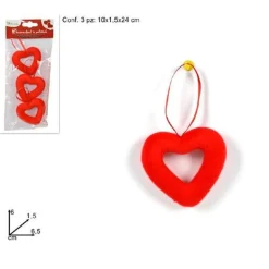 SET 6PZ APPENDINI A FORMA DI CUORI CUORE ROSSO 6CM IDEA REGALO PER SAN VALENTINO