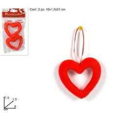 SET 4PZ APPENDINI A FORMA DI CUORI 8CM CUORE ROSSO IDEA REGALO PER SAN VALENTINO