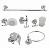 SET 6PZ BAGNO ACCIAIO VETRO CERAMICA BLU NERE 52438 PORTA ROTOLO SAPONE ASCIUGAMANO