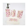 SET 4PZ BAGNO FIORI ROSA FLOREALE CERAMICA DISPENSER SAPONE PORTA SAPONETTA BICCHIERE SPAZZOLINI