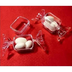 SET 15PZ BOMBONIERA BOMBONIERE CARAMELLA PLEXIGLASS 6X3.5CM PORTACONFETTI COMPLEANNO