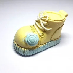 SET 12PZ BOMBONIERA SCARPA AZZURRA 3D BAMBINO CERAMICA APPOGGIO BATTESIMO NASCITA