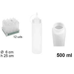 SET 12PZ BOTTIGLIE DOSATORE PLASTICA BECCUCCIO PER SALSE CONDIMENTI 500ML 102785
