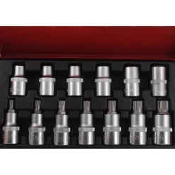 SET 13PZ BUSSOLE BOCCOLE CHIAVI TORX INSERTI MASCHI E FEMMINA IN VALIGETTA CRV