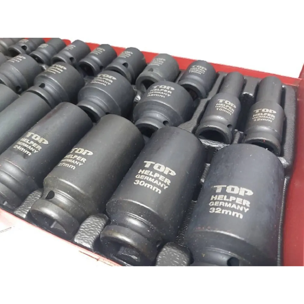 SET 35PZ BUSSOLE BOCCOLE ESAGONALI PER PISTOLA AVVITATORE PNEUMATICO 1/2" 8-32MM