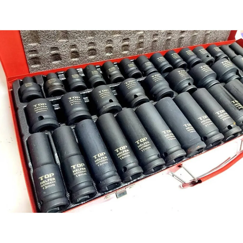 SET 35PZ BUSSOLE BOCCOLE ESAGONALI PER PISTOLA AVVITATORE PNEUMATICO 1/2" 8-32MM