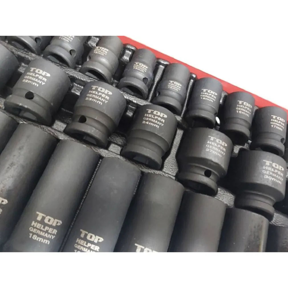 SET 35PZ BUSSOLE BOCCOLE ESAGONALI PER PISTOLA AVVITATORE PNEUMATICO 1/2" 8-32MM