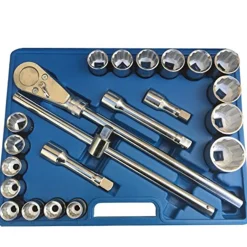 SET 22PZ BUSSOLE GRANDI 3/4" POLIGONALI CRICCHETTO CON LEVA CAMION 19-50mm