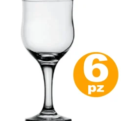 SET 6PZ CALICI CALICE TULIPE IN VETRO 24cl BICCHIERI PER ACQUA VINO ROSSO BIANCO