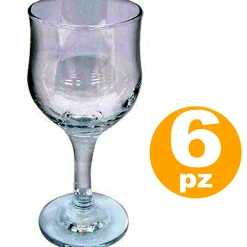 SET 6PZ CALICI TULIPE VETRO 20cl TRASPARENTE BICCHIERI ACQUA VINO ROSSO BIANCO