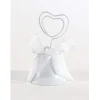 SET 6PZ CAMPANELLE SEGNAPOSTO CUORE CLIP NASTRINO BIANCO SEGNATAVOLA BOMBONIERA WEDDING