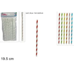 SET 24PZ CANNUCCE CARTA IMBUSTATE SINGOLARMENTE FESTE COMPLEANNI COLORATE SPIRALE