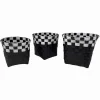 SET 3PZ CESTINI PORTA OGGETTI ORGANIZER TESSUTO BAGNO ROTONDI NERO BIANCO 59073