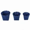 SET 3PZ CESTINI ROTONDI PORTA OGGETTI IN TESSUTO BLU PER BAGNO CASA CUCINA 79046