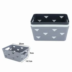 SET 2PZ CESTO CESTINO PORTATUTTO OGGETTI ORGANIZER RETTANGOLARE 20X14.7X9CM 10713