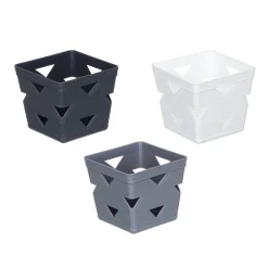 SET 3PZ CESTO CESTINO PORTA TUTTO OGGETTI ORGANIZZATORE QUADRATO 10X10X9CM 10712