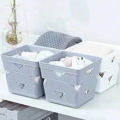 SET 3PZ CESTO CESTINO PORTA TUTTO OGGETTI ORGANIZZATORE QUADRATO 10X10X9CM 10712