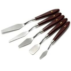 SET 5PZ COLTELLI COLTELLO SPATOLA PER TAVOLOZZA PITTURA MATERICA ACRILICO OLIO TELA
